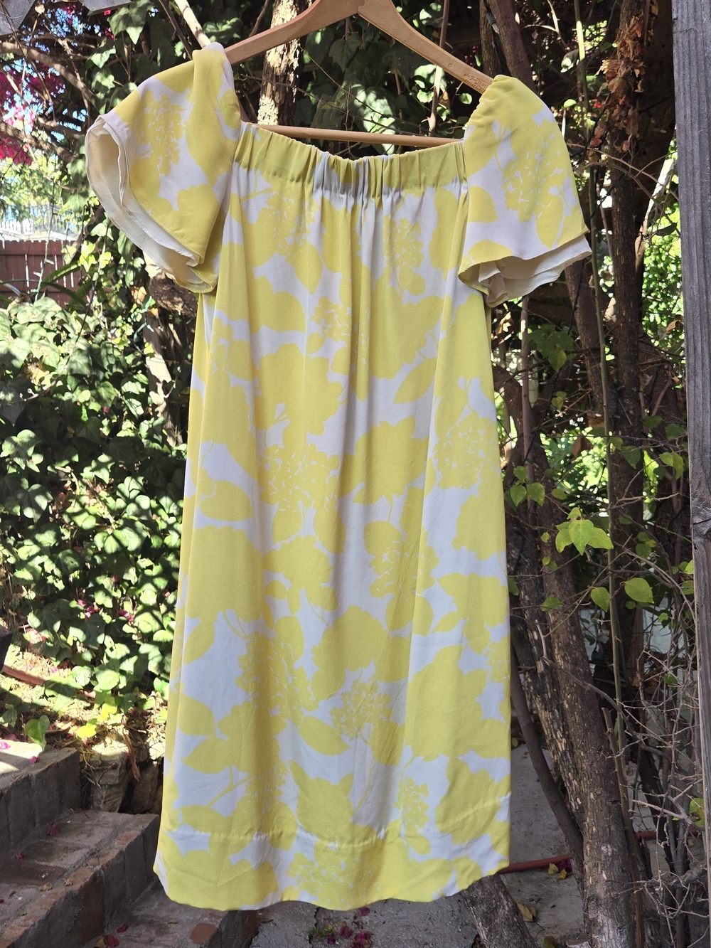 3.1 Philip Lim Yellow and White Floral Flutter Sleeve Dress 2